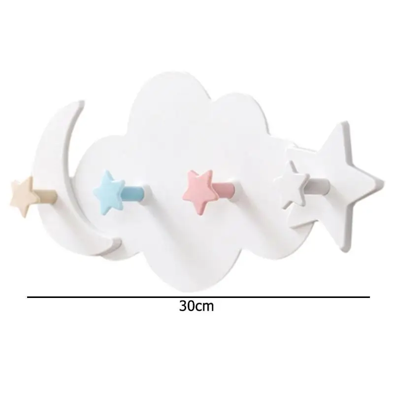 Пластиковый крючок для хранения одежды с облаками и звездами, вешалка, самоклеющаяся настенная вешалка для одежды, украшение детской комнаты - Цвет: 01