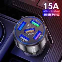 Adaptador rápido de 5/4USB para coche, dispositivo de carga rápida QC 3,0, Cargador USB
