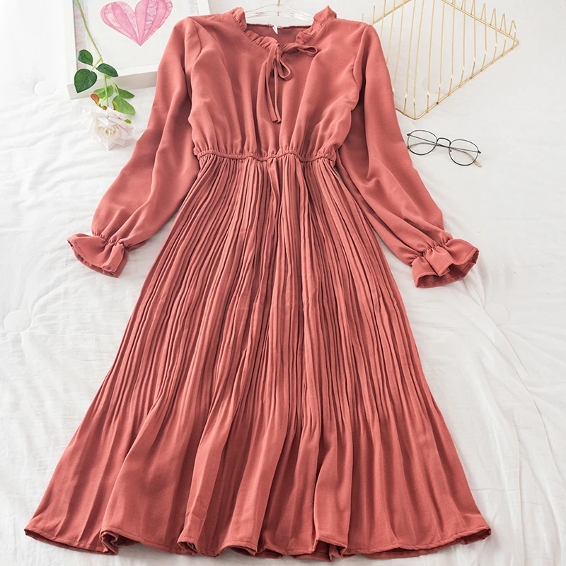 Женское шифоновое платье средней длины плиссированное праздвечерние чное с