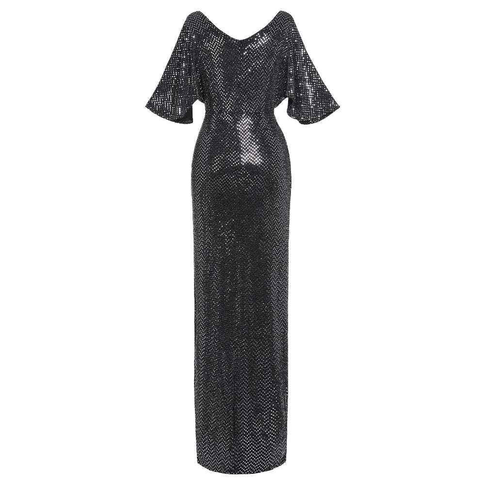 Summer Sexy Club Luxury Gray Party Women Long Pencil Dresses Tunic High Waist Backless Female Sequin Glitter Evening Maxi Dress