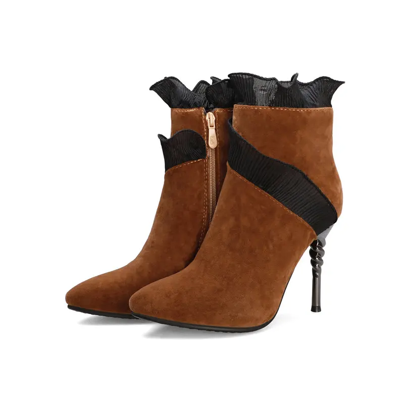 

INS Style Pointy Toe Fall Winter Boots High Heels Women Boots 2019 Fashion Ankle Boots for Women Ladies Sexy Shoes Big Sizes 43