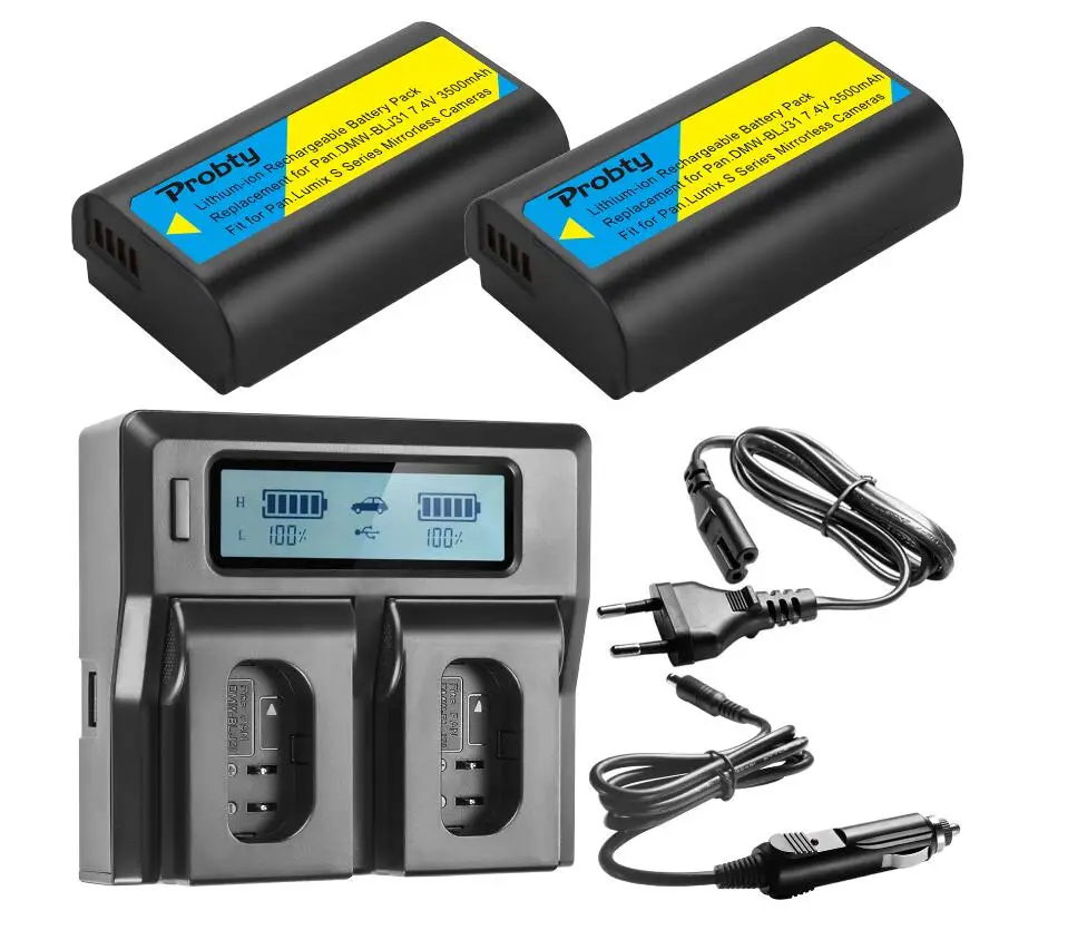 DMW-BLJ31/DMW-BLJ31e батарея+ ЖК-дисплей с европейской вилкой двойное устройство для ускоренной зарядки комплект для Panasonic Lumix S1, LUMIX S1R, LUMIX S1H, D - Цвет: 2BatteryWithCharger