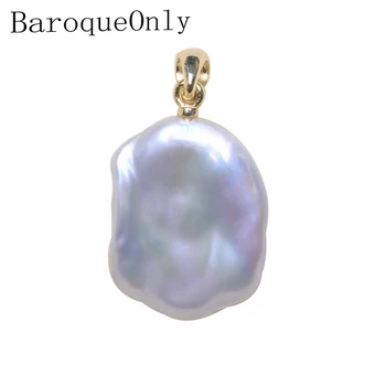 

BaroqueOnly 925 Sterling Silver Pendant Freshwater irregular Pearl Pendant choker Necklace INS Jewelry For Women new design