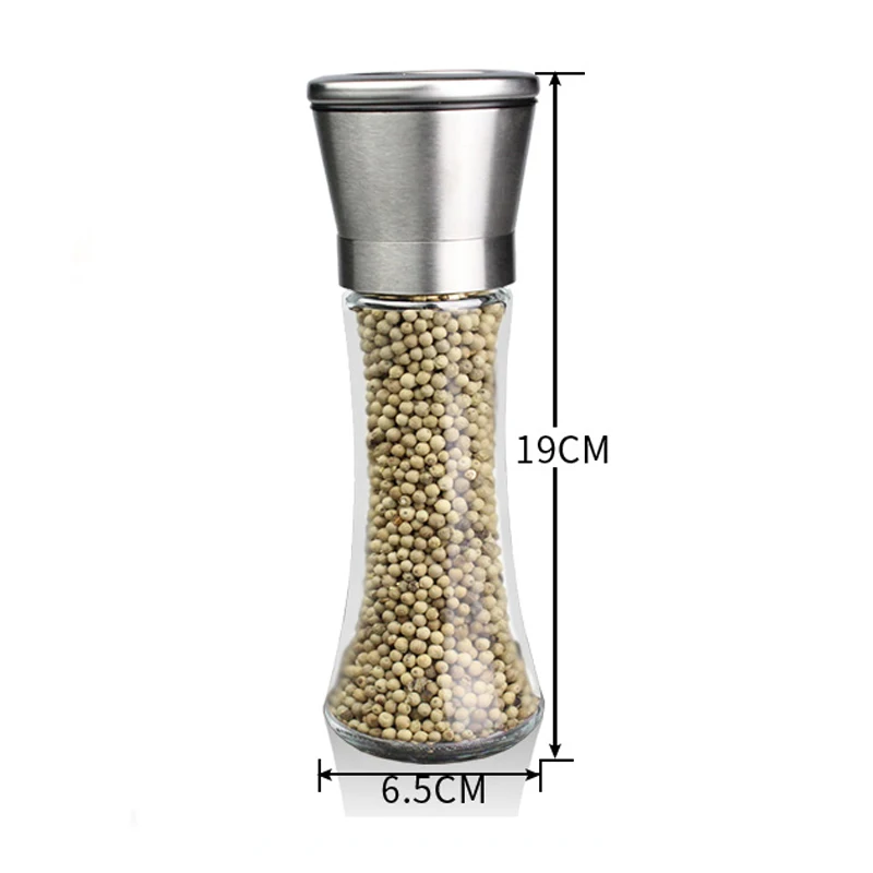 high style (glass) RSCHEF прозрачная стеклянная мельница для перца, кухонные принадлежности, бутылки для приправ из нержавеющей стали с полками - Цвет: high style (glass)