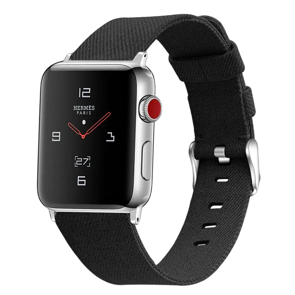 black Ремешок совместимый для Apple Watch ремешок 44 мм 42 мм серия 5 4 3 холст correa для iwatch 38 мм pulseira аксессуары для мужчин и женщин - Цвет ремешка: black