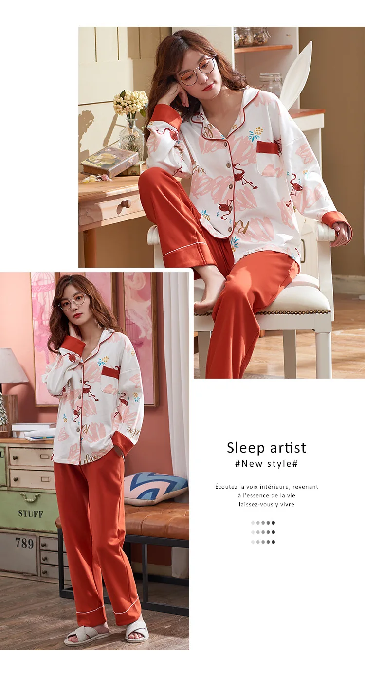 Пижамный комплект, женская одежда для сна размера плюс, Kawaii, Хлопковая пижама, энтерос, корейский Ночной костюм, длинный рукав, мультяшная Пижама, Пижама для женщин