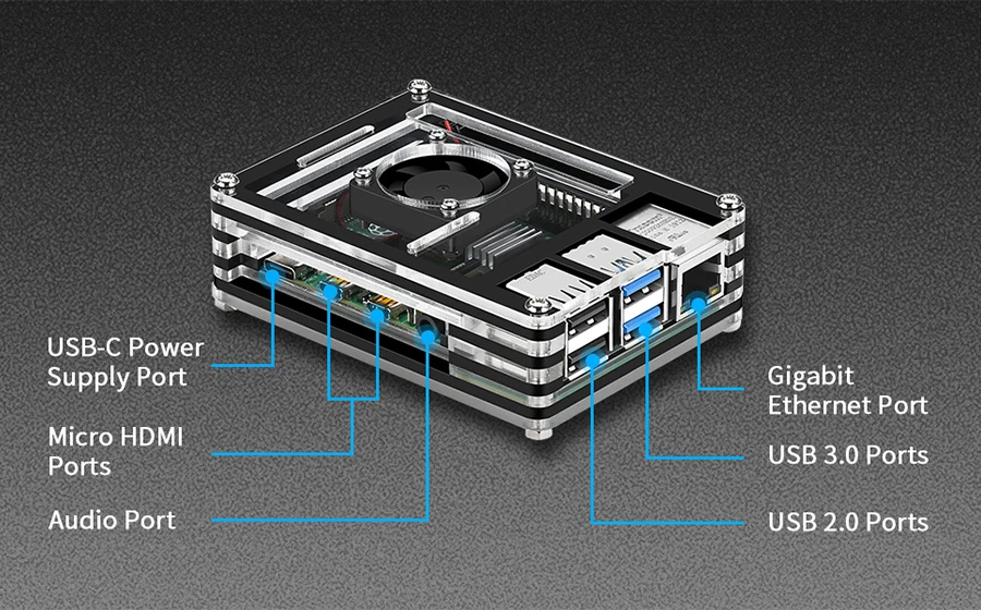 Новинка, для возраста от 9 слоев чехол предназначен для Raspberry Pi 4 Модель B с теплоотвод и линии электропередачи интерфейс type-c ЕС Зарядное устройство адаптер