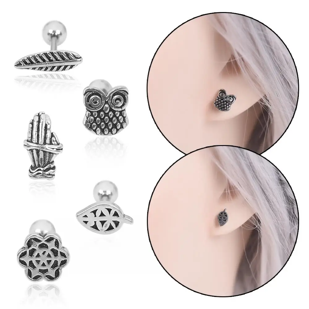 1PC Steel Owl Feather Shape Fake Ear Plug and Tunnels Cheater Expander Barbell Stretcher Piercing Gauges Crystal Body Jewelry | Украшения и