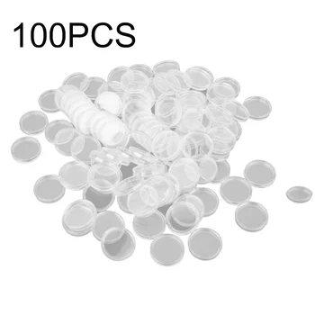 

100Pcs 33mm transparent round plastic coin capsule container storage box