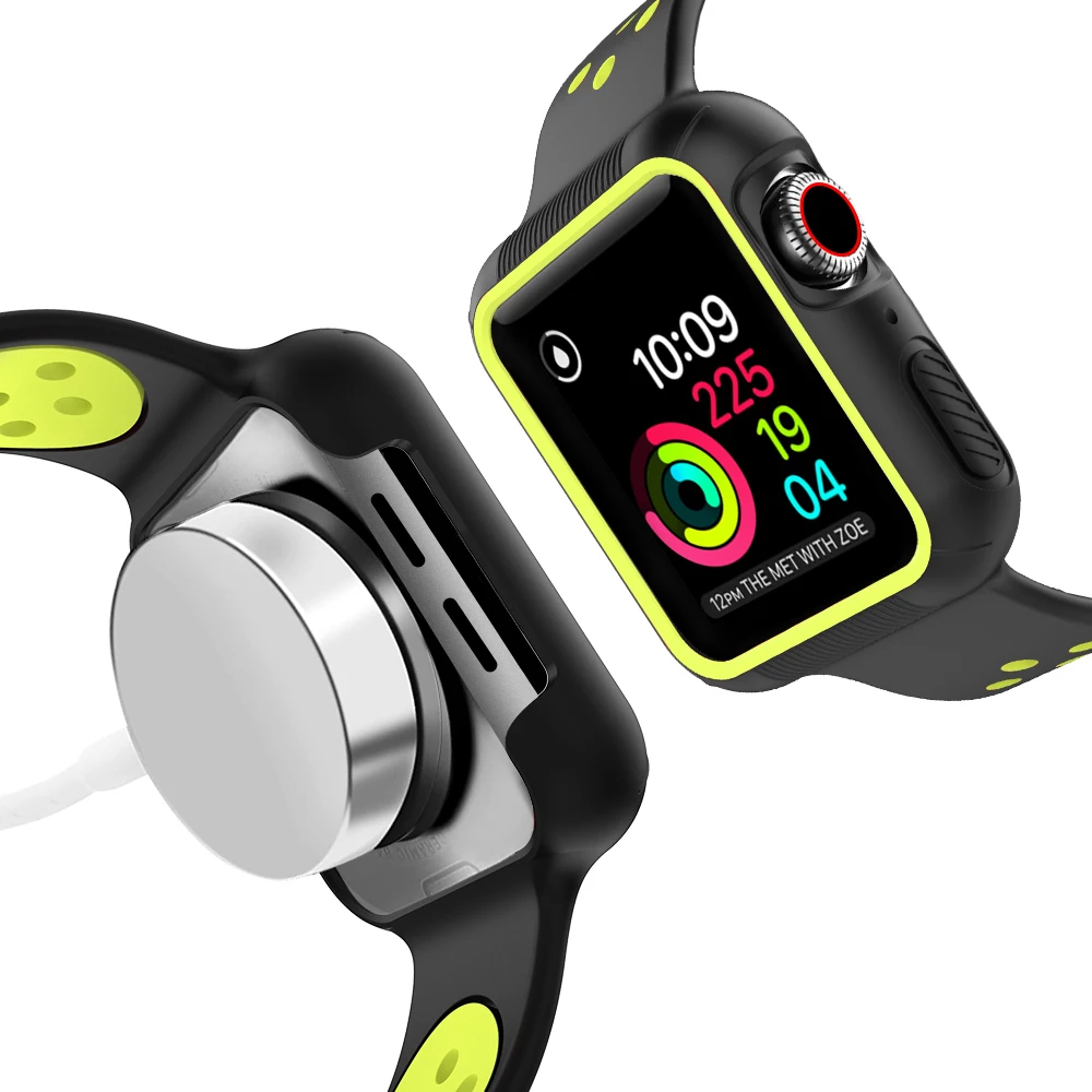Силиконовый ремешок+ чехол для часов Oneness для Apple watch band 44 мм 40 мм для iWatch band 5 4 3 2 1 42 мм 38 мм дышащий спортивный браслет