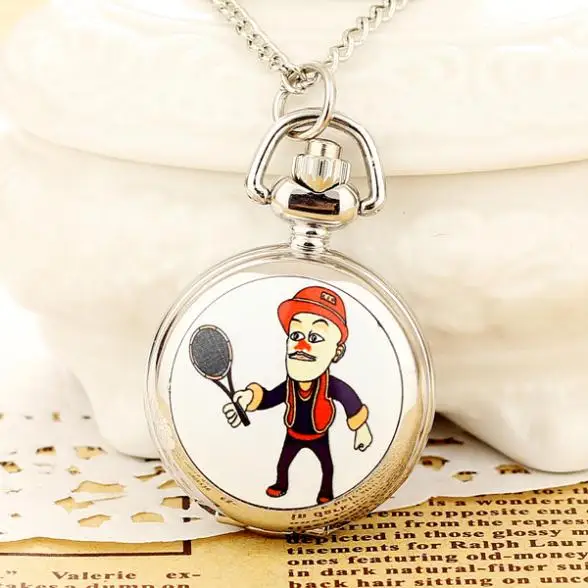 

New Fashion Men and Women Silver Pocket Watch Quartz Stainless Steel Pocket Watch Steampunk Cartoon Relogio Feminino Reloj Mujer