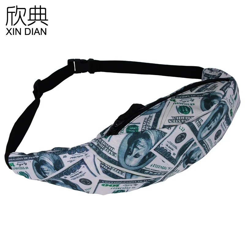 

2019 Sac Banane Pochete Amazon's New Digital Printed Dollar Patterns Ladies Outdoor Wallet Sports Travel Portable Women's Bag