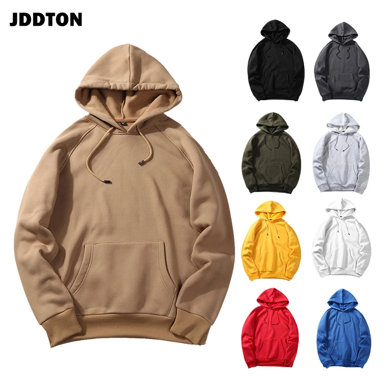 

JDDTON Winter Men Solid Fleece Hood Sweatshirt Hoodies Clothing Casual Streetwear Fashion Male Loose Outwear European Size JE245