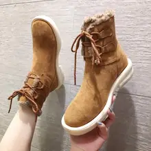 Зимние ботинки; женская обувь; женские ботинки; модные теплые короткие ботиночки на плоской подошве; ботильоны; Новинка года; зимние теплые ботинки на меху; X403