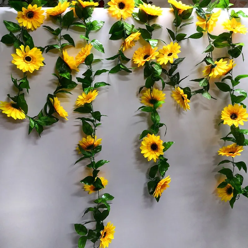$3.21 Sunflower vine simulation fake flower sun flower vine home living room decoration rattan decoration simulation rattan