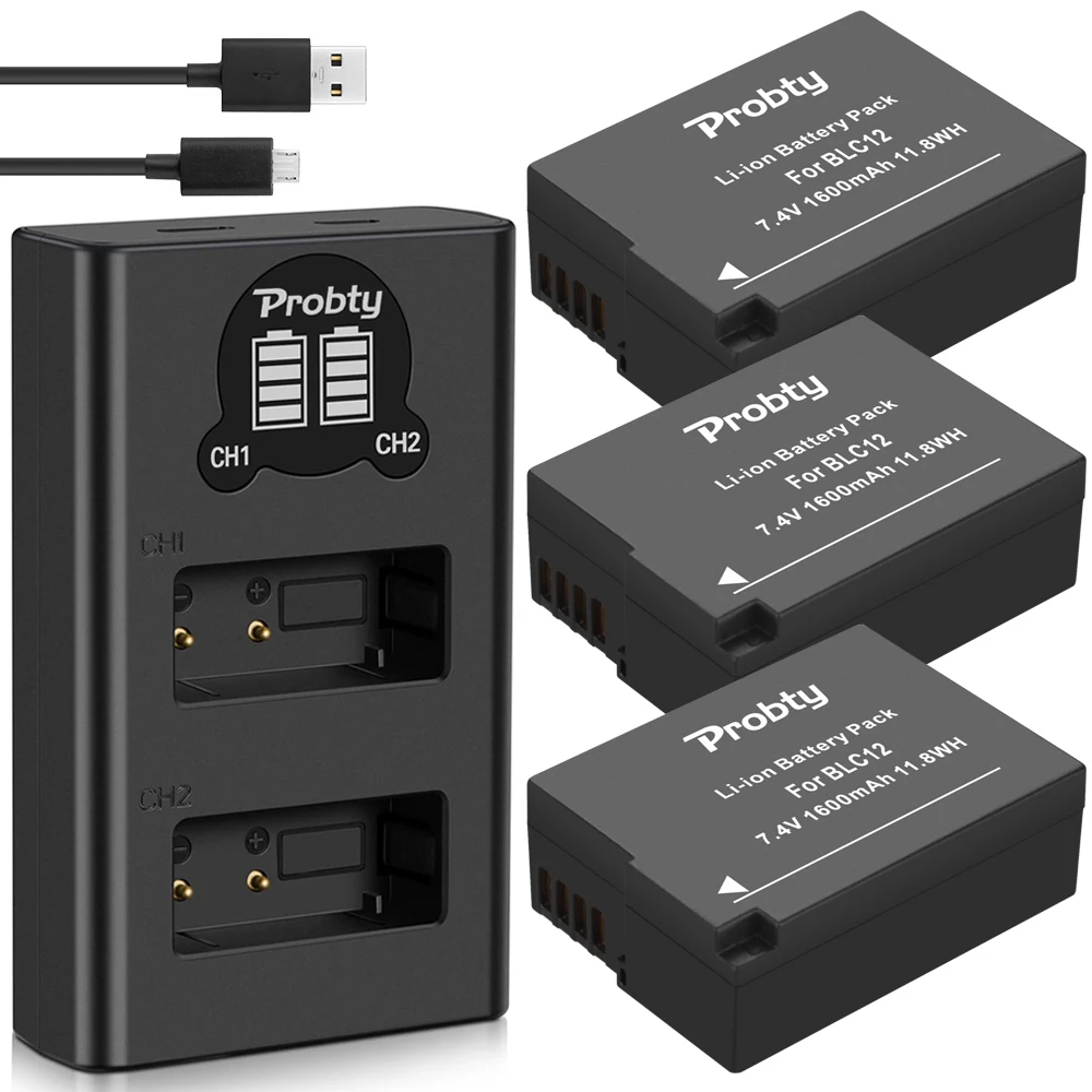 

DMW-BLC12 BLC12E BLC12PP DMW BLC12 Batteries + Dual Charger for Panasonic Lumix FZ1000,FZ200,FZ300,G5,G6,G7,GH2,DMC-GX8