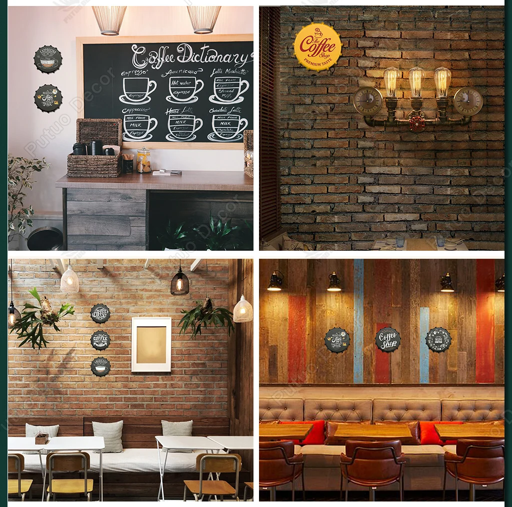 Putuo Decor Coffee Bottle Cap Metal Sign Plaque Metal Vintage Tin Sign Decor for Kitchen Cafe Pub Bar Club Home Wall Decoration