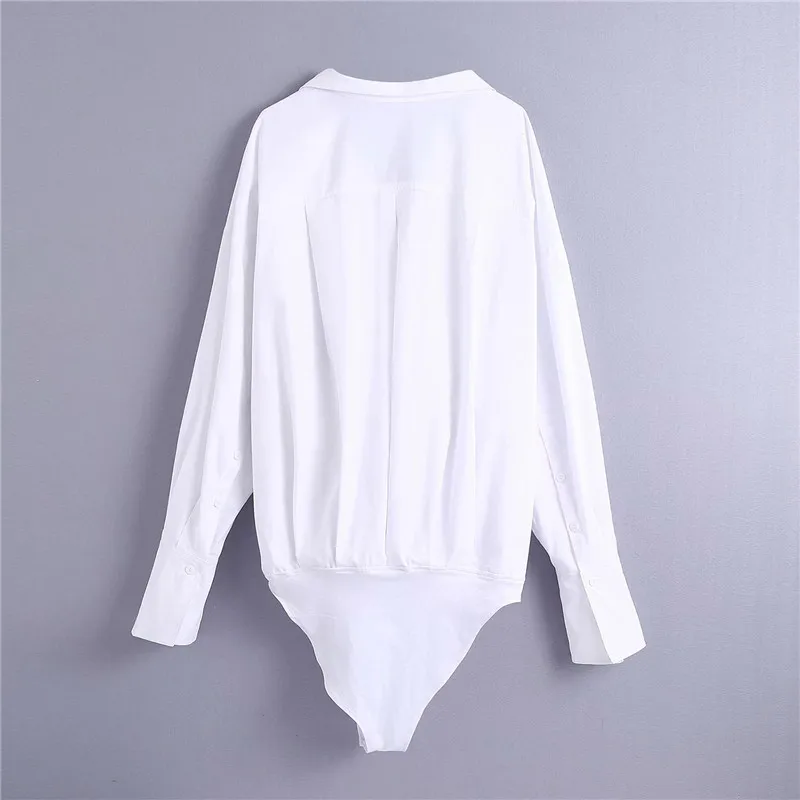 black corset bodysuit Evfer Sprint Autumn Casual Za Long Sleeve White Pleated Bodysuits Female Fashion Turn-Down Collar Loose Short Playsuit Tops Chic white long sleeve bodysuit