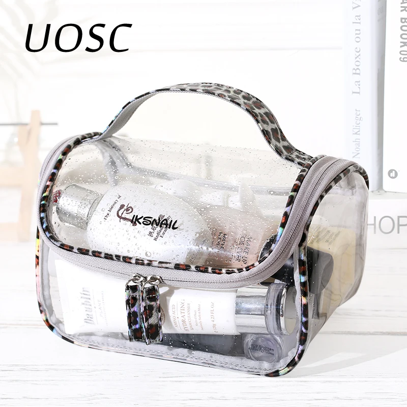 

UOSC Waterproof Transparent Cosmetic Bag Women Make Up Case Clear Makeup Beauty Wash Organizer Toiletry Kit necessaire feminina