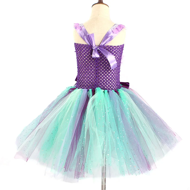Mermaid Teal and Pearls Sparkly Tutu Dress for Girls Birthday Party Pageant Princess Dresses Kids Starfish Halloween Costume (15)