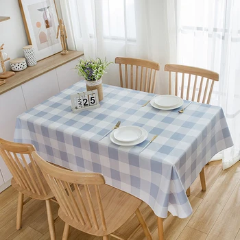 

PVC Oil-Proof Waterproof Home Kitchen Tablecloth Plaid Easy Washable Wipe Table Cover Mat Tapete Mantel
