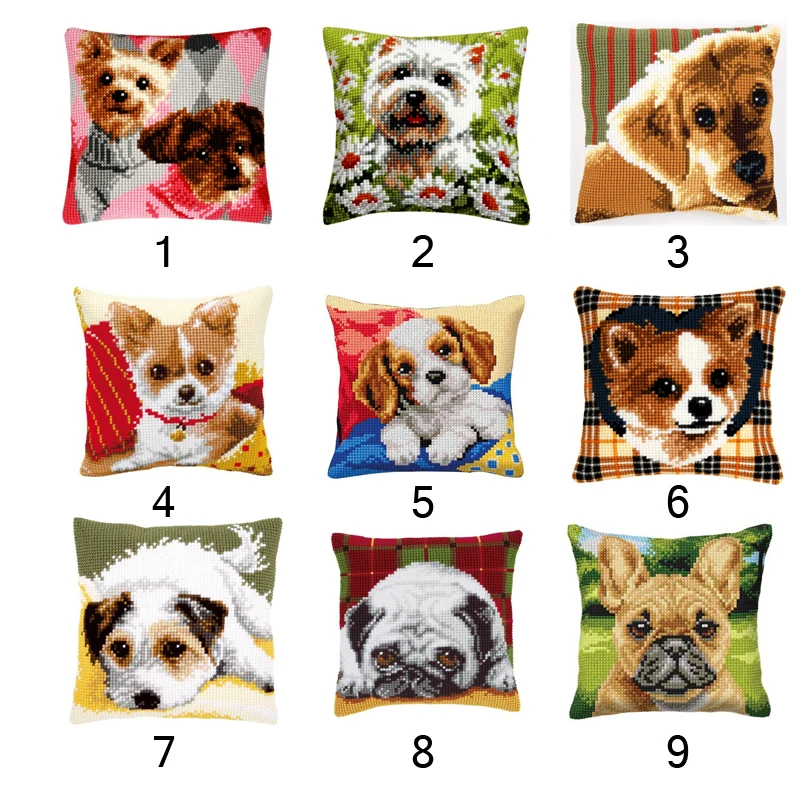 Чехол для подушки с застежкой крючком рисунком собаки чехол кроше Искусство и