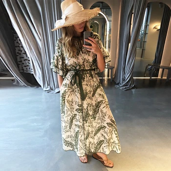 

Australia Luxury Designer Brand Dress for Women Vintage O Neck Butterfly Sleeve Long Dress Holiday