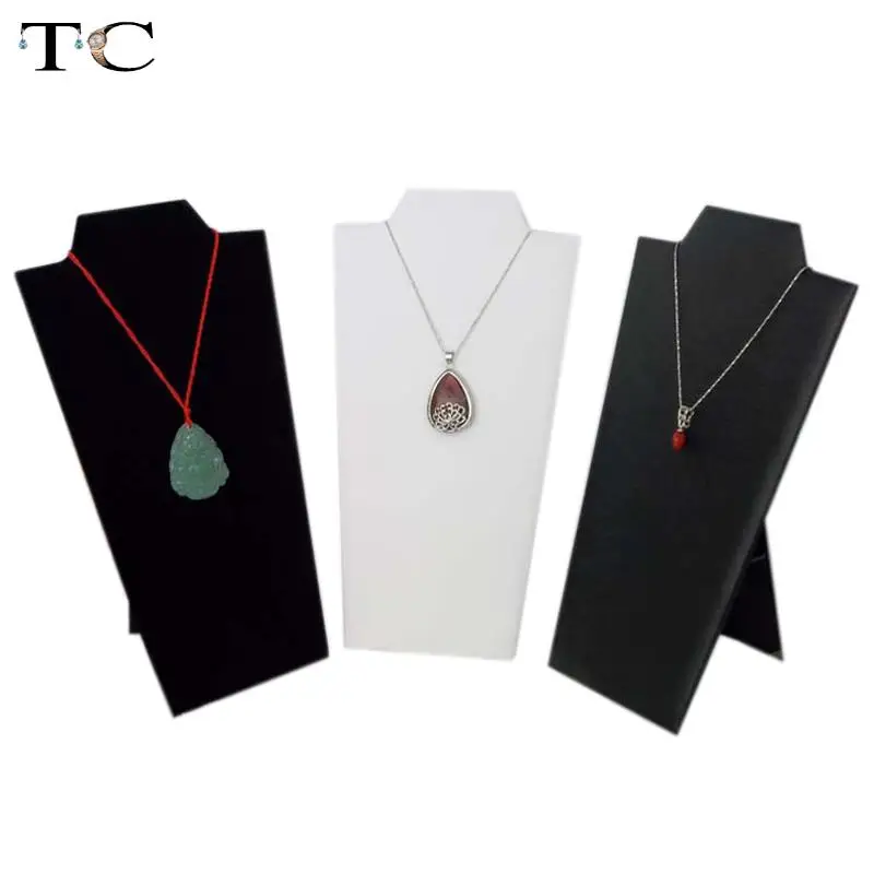 Складная черная бархатная кожа ожерелье кулон Витрина Держатель белый PU