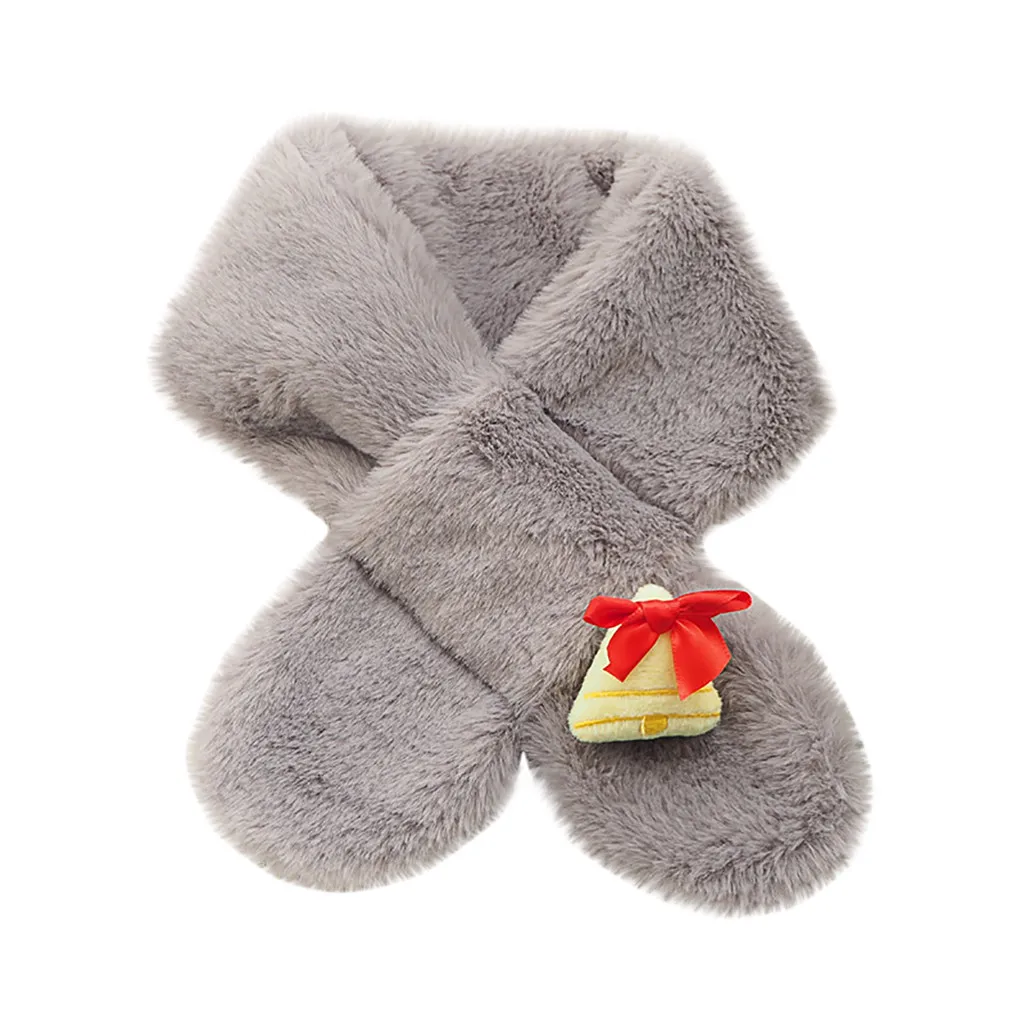 D6 Christmas series imitation rabbit hair children bib winter warm scarf Christmas series imitation rabbit hair children's bib#40 - Цвет: D6