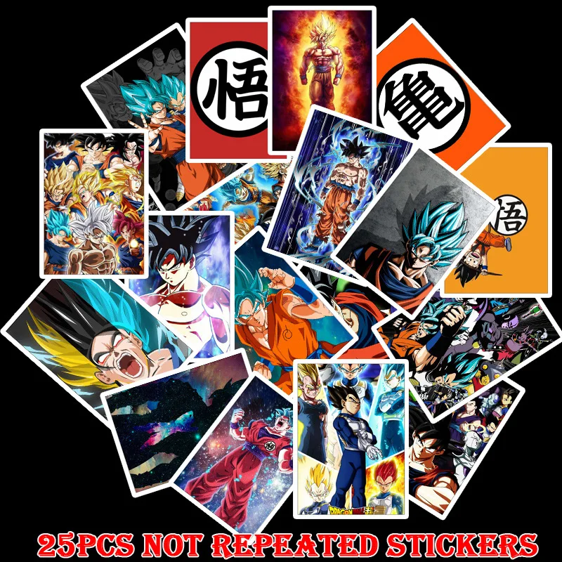 25 шт. стильные ПВХ водонепроницаемые наклейки Dragon Ball s для ноутбука, мотоцикла, скейтборда Стикеры для багажа, игрушки
