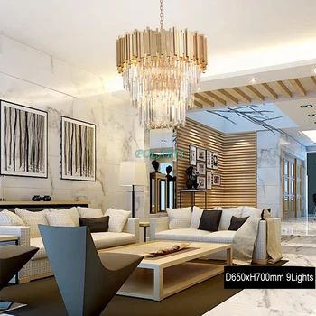 

Modern Crystal Chandelier Lighting Fixture Luxury Contemporary Chandelier Hotel Living Dining Room Cristal Pendant Hanging Light