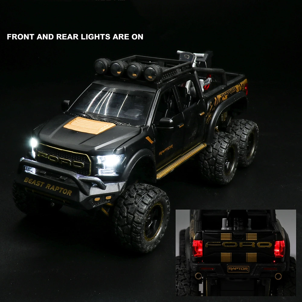 1:32 Ford Raptor F150 металлический корпус двери может быть открытая музыкальная с подсветкой машина литья под давлением игрушечный транспорт горячая модель колеса автомобиля