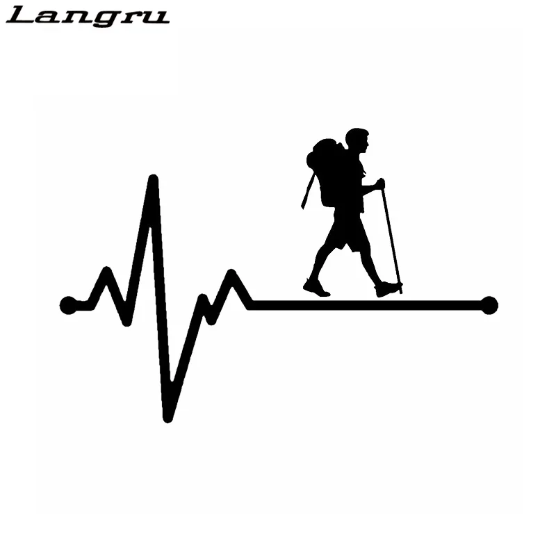 Langru Hiking Man Lifeline Heartbeat виниловая Автомобильная Наклейка Автомобильные аксессуары
