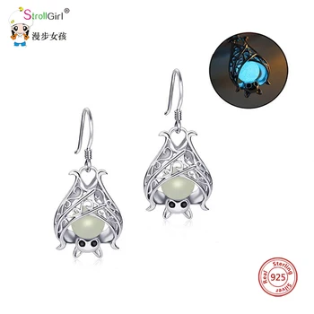 

925 Sterling Silver Luminous Bat Earrings Cute Luminous Bat Bead Necklace 2020 Fine Jewelry Halloween Gift Factory Outlet