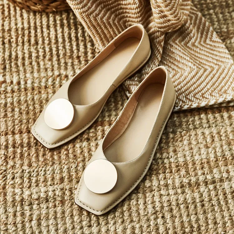 

Simple-Style Fashion Autumn New Style Full-grain Leather Square Head round Fastener, inside And Pure Leather Fashion Shoes