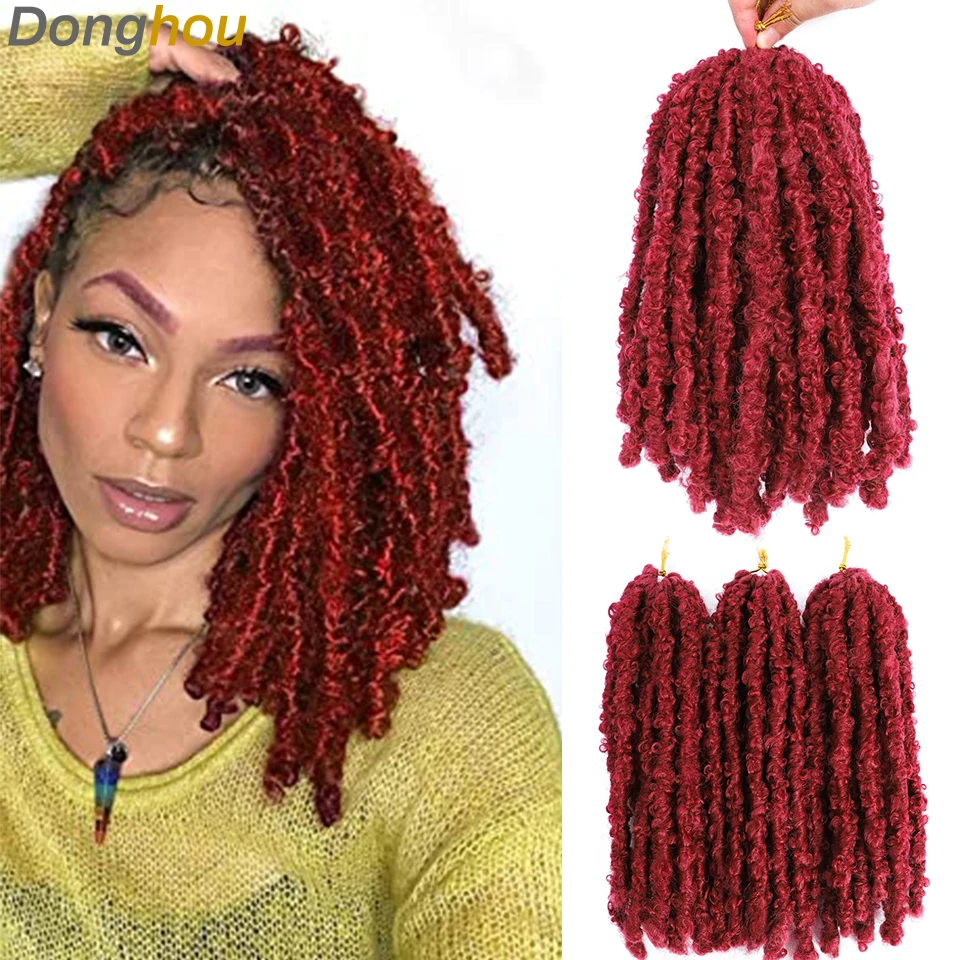 Trenza de pelo trenzado sintético desgastado de mariposa, trenzas de pelo de ganchillo, cierre desordenado