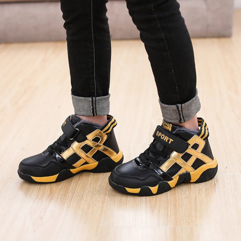 

Warm 6-Style Leather Athletic Shoes 7 Winter plus Velvet BOY'S Hight-top Car Suture 8-round-Toe Child 9 Boy Cotton-padded Shoes