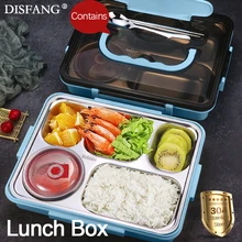 Lunch Boxes с подогревом 304 Stainless Steel Dinnerware Set Divided Tray Lunchbox Container Big Capacity Container For Cereals