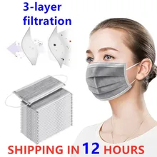 Máscara protetora adulta cinzenta descartável de 50 pces anti gotas de poeira anti 3 camadas filtro earloop não tecida cara boca máscara