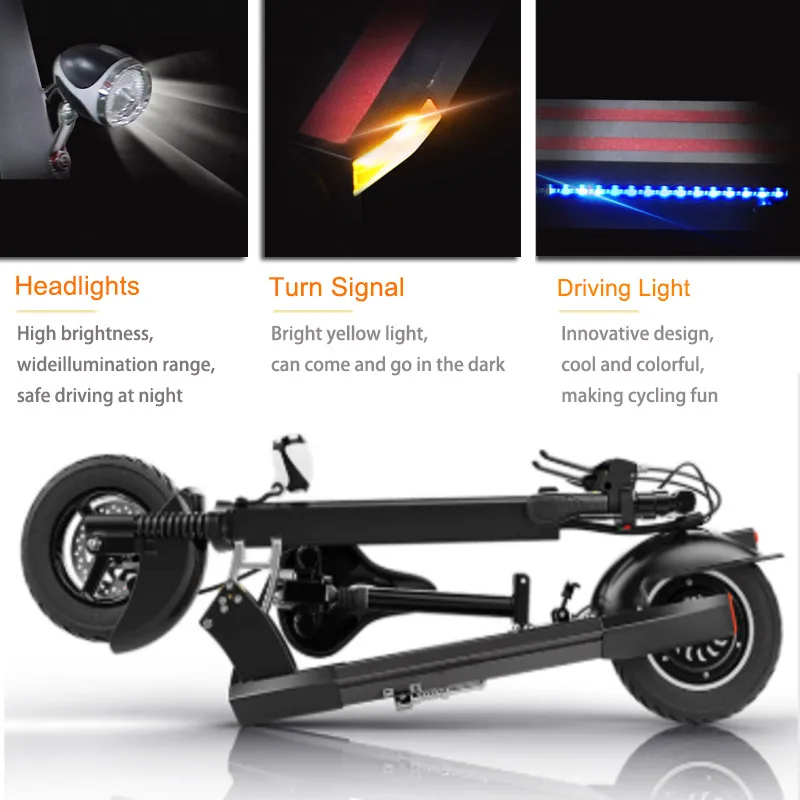  10'‘ Motor Wheel Electric Scooter 48V26A 100KM with seat Adult Foldable Patinete Electric Skateboar