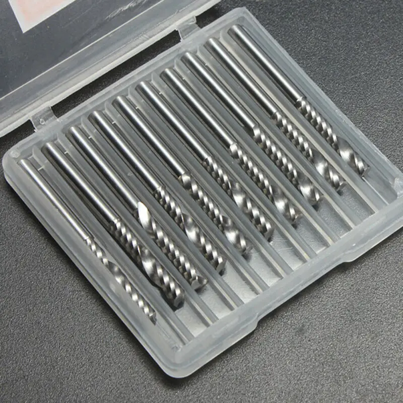 10pc 3.175*12mm Single Slot Milling Cutters Carbide CNC Router Bits Flute Spiral End Mills For | Инструменты
