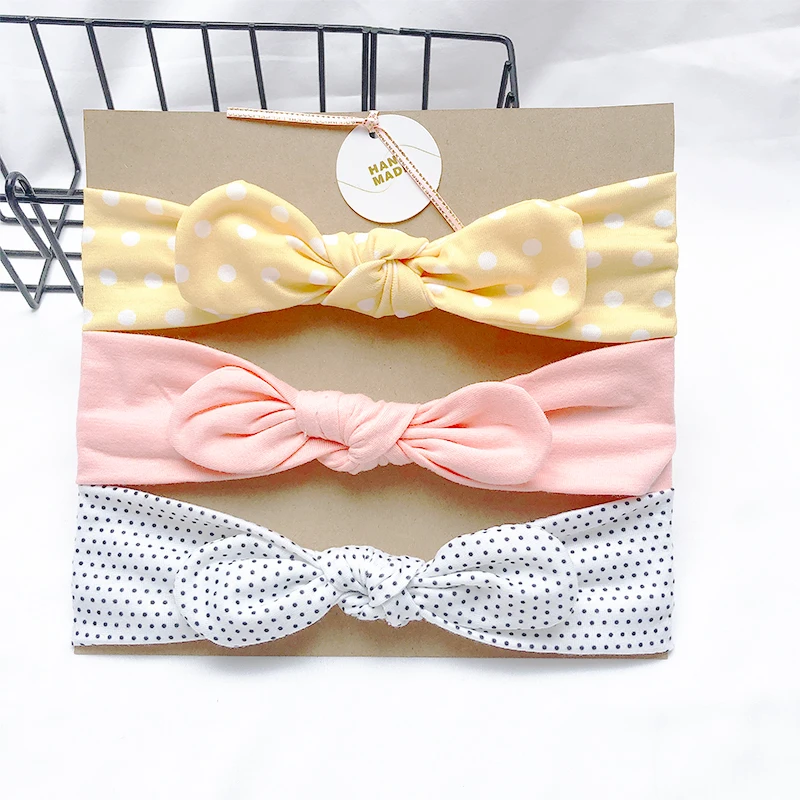 baby accessories clipart 3pcs/lot Dot/stripe/Print Flower Cartoon Bow Elastic Headbands Toddler Turban Hair Band Baby Girl Bows Hair Accessories Baby Accessories discount