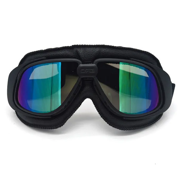 Blue lens Винтажные мотоциклетные очки, велосипедные гоночные очки, очки, очки пилота, ретро очки, коричневая оправа, шлем, солнцезащитные очки - Цвет: Blue lens