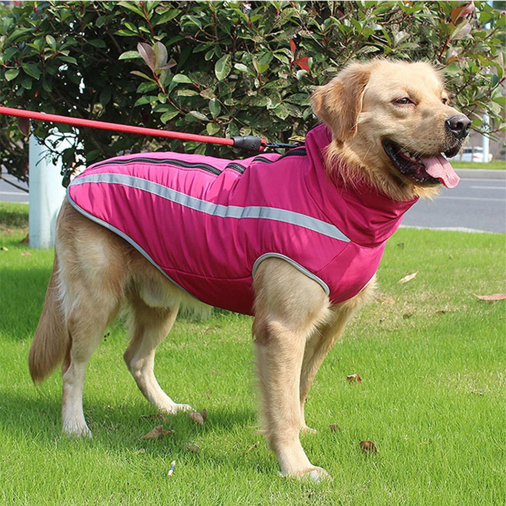 XL 6XL Large Dog Clothes Pet Dog Jacket Autumn Winter Warm Reflective