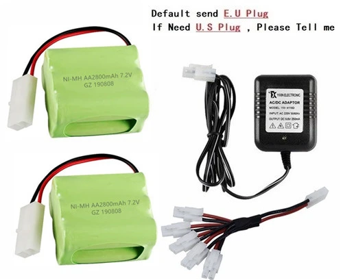 2P разъем) Ni-MH 7,2 v 2800mah батарея+ 7,2 v зарядное устройство для Rc игрушечного автомобиля танка поезд Робот Лодка пистолет 5* AA 7,2 v перезаряжаемый аккумулятор - Цвет: Watermelon Red
