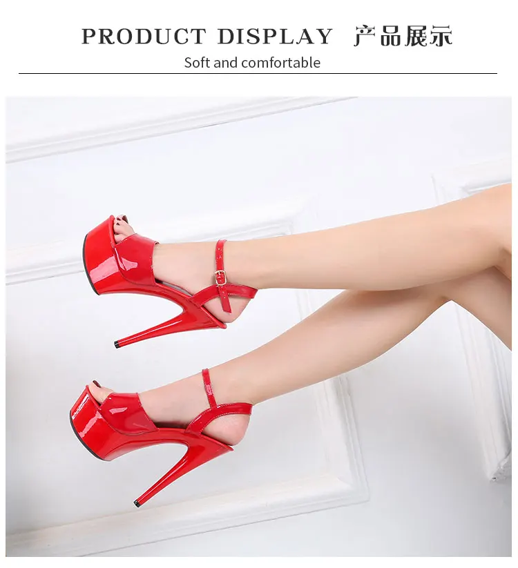 Модельные босоножки на высоком каблуке с артефактом для прогулок; Thin-heeled15-13cm пикантные черные летние туфли на платформе и высоком каблуке