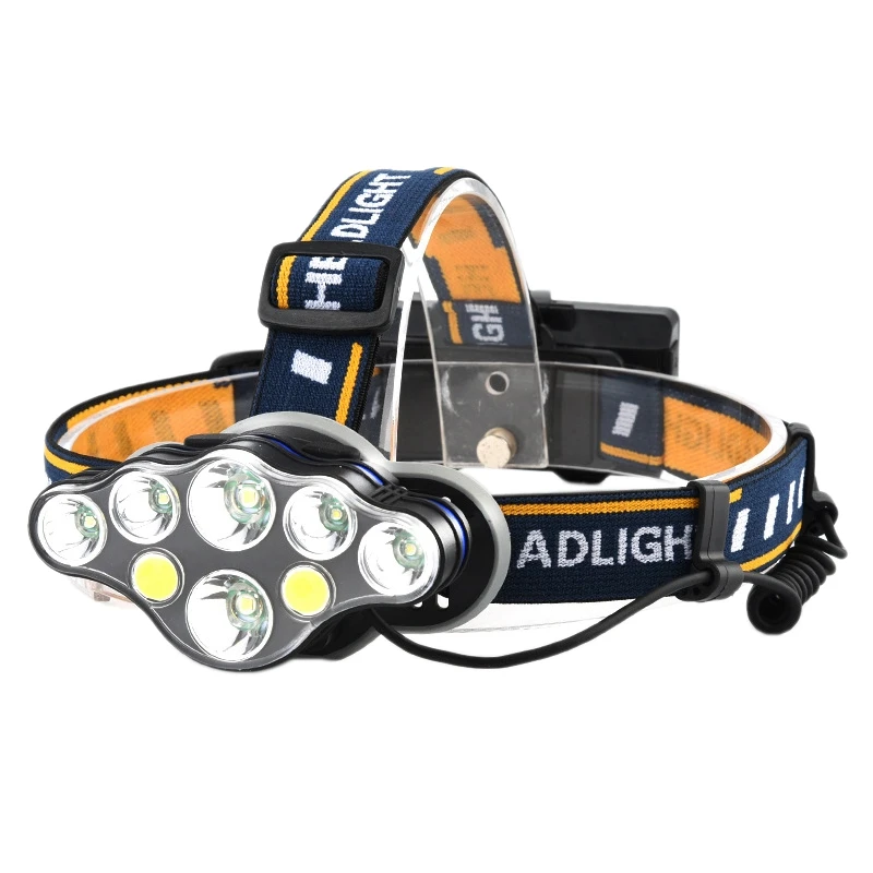 

Strong Head Light Led+Cob Headlight T6 Head-Mounted Flashlight Charging Waterproof Super Bright Floodlight