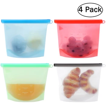 

4pcs Reusable Silicone Food Preservation Bag Airtight Seal Food Storage Container Versatile Cooking Bag Kitchen Cooking Utensil