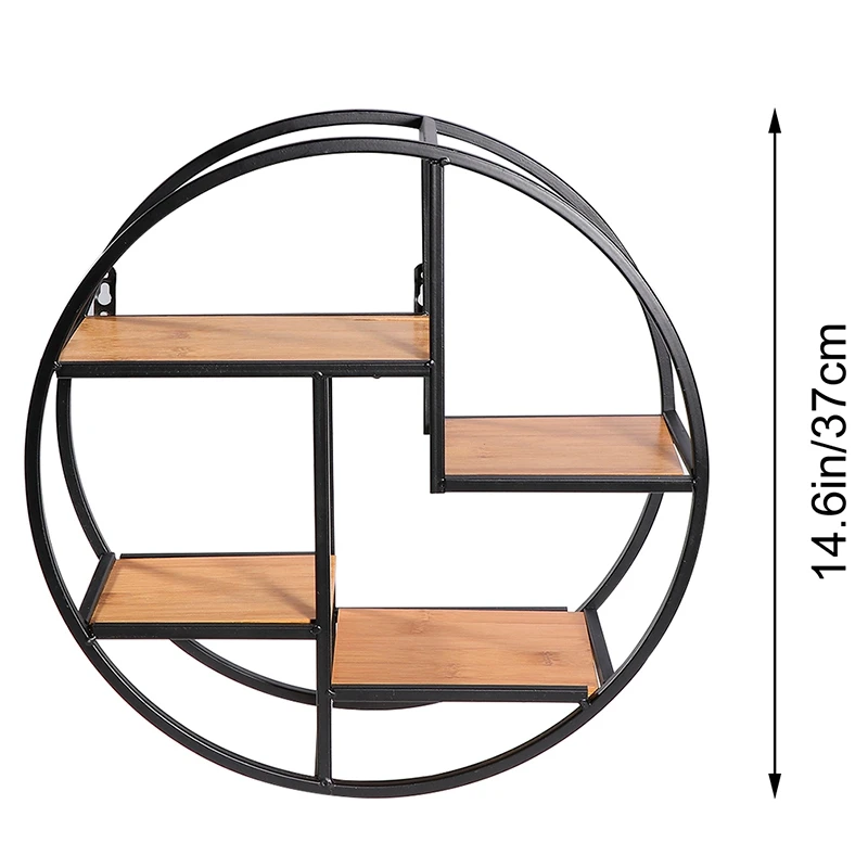 

Hot New Wall Mounted Iron Shelf Round Rack Wall Storage Holder For Pantry Living Room Bedroom Kitchen