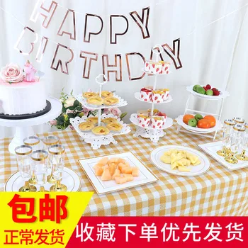 

European wedding desserts table multi-layer display shelf cake rack three layer cake tray birthday party pastry plate